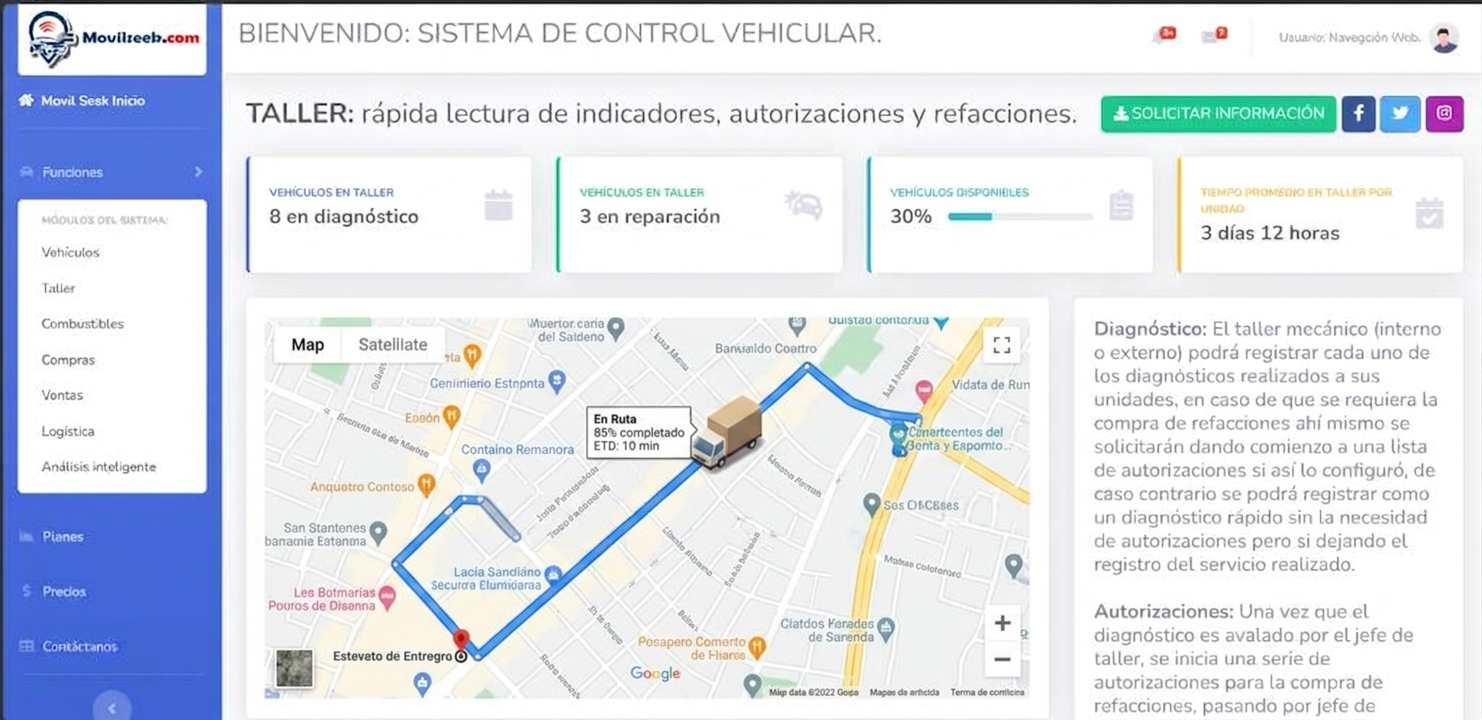 MovilSeek para monitoreo GPS en transporte